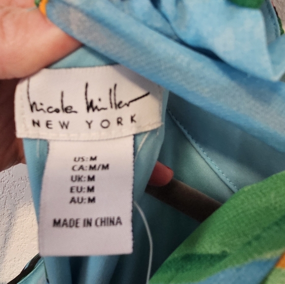 Nicole Miller Halter Chiffon Tiered Colorful Dress Women's Size Medium *See Flaw - Picture 8 of 8